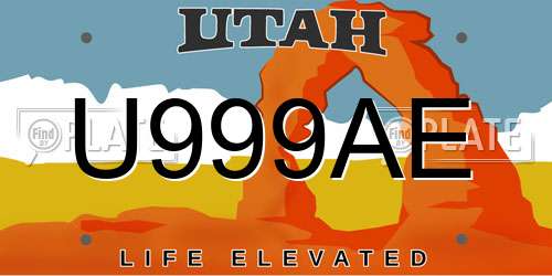 U999AE Utah License Plate