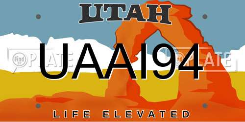 UAAI94 Utah License Plate