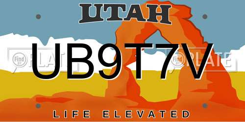UB9T7V Utah License Plate
