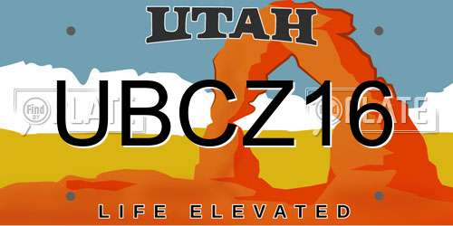 UBCZ16 Utah License Plate