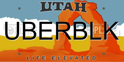 UBERBLK Utah License Plate