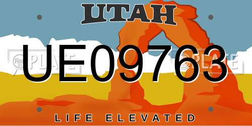 UE09763 Utah License Plate