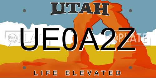 UE0A2Z Utah License Plate
