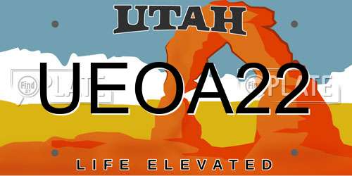 UEOA22 Utah License Plate