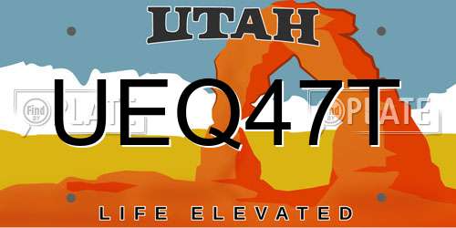 UEQ47T Utah License Plate