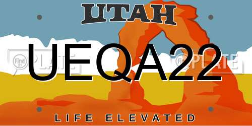 UEQA22 Utah License Plate