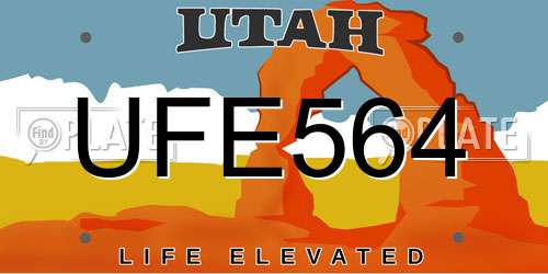 UFE564 Utah License Plate