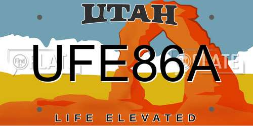 UFE86A Utah License Plate