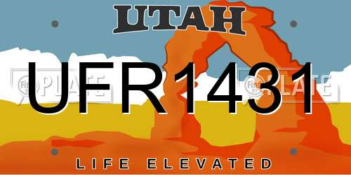 UFR1431 Utah License Plate