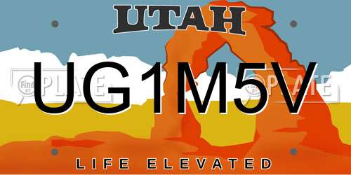 UG1M5V Utah License Plate
