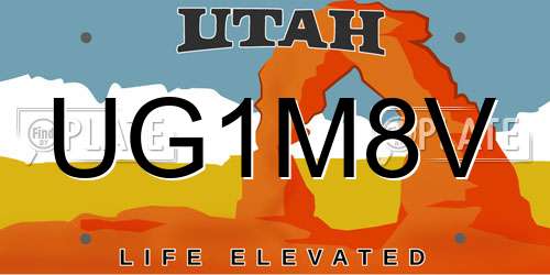 UG1M8V Utah License Plate