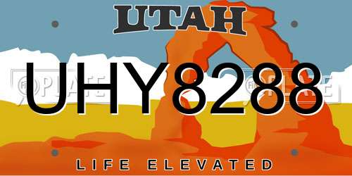 UHY8288 Utah License Plate