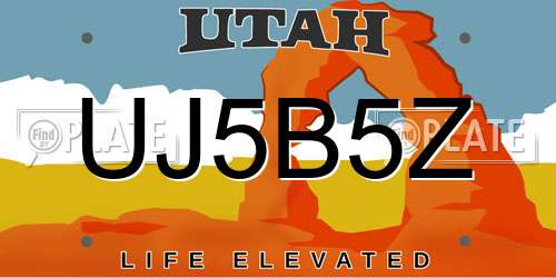 UJ5B5Z Utah License Plate