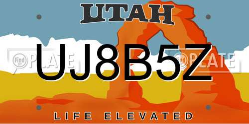 UJ8B5Z Utah License Plate
