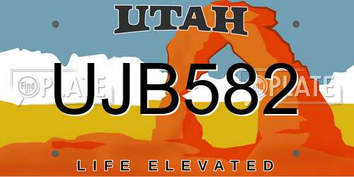 UJB582 Utah License Plate