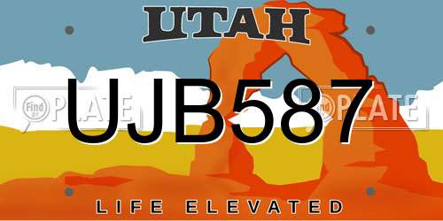 UJB587 Utah License Plate