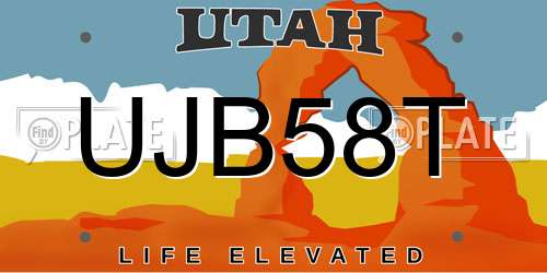 UJB58T Utah License Plate