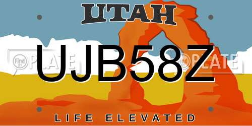 UJB58Z Utah License Plate