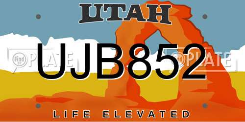 UJB852 Utah License Plate