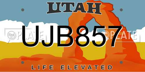 UJB857 Utah License Plate