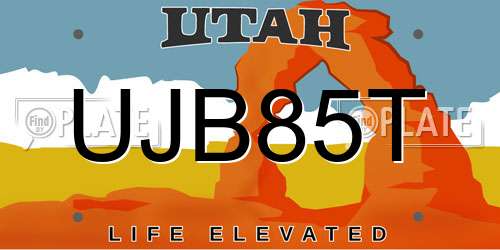 UJB85T Utah License Plate