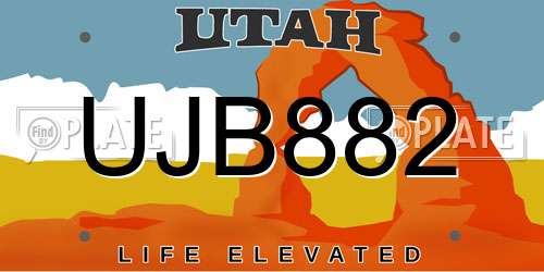 UJB882 Utah License Plate