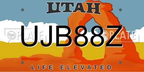 UJB88Z Utah License Plate