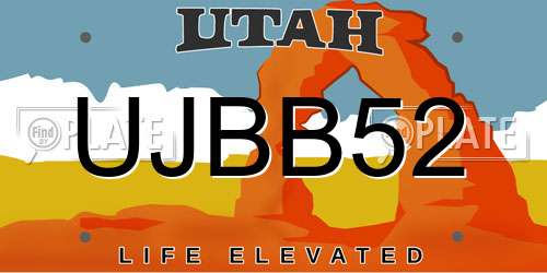 UJBB52 Utah License Plate