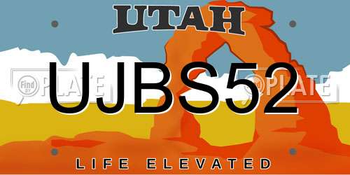UJBS52 Utah License Plate