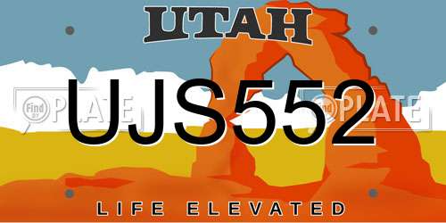 UJS552 Utah License Plate