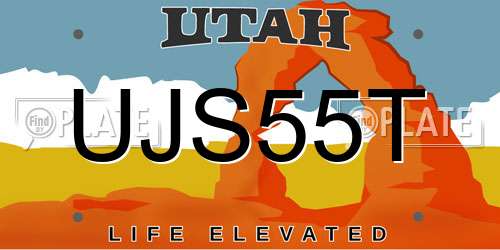 UJS55T Utah License Plate