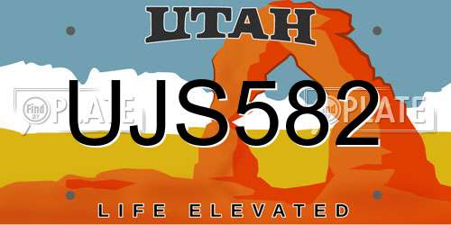 UJS582 Utah License Plate