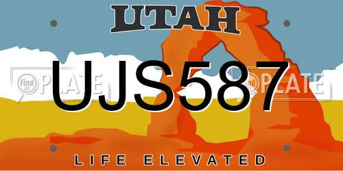 UJS587 Utah License Plate