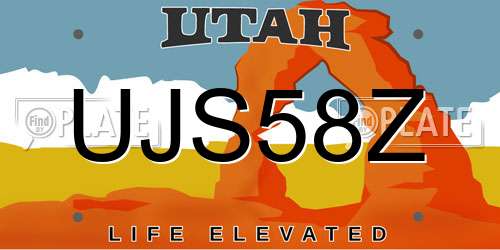 UJS58Z Utah License Plate