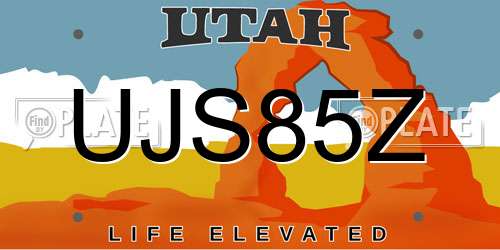 UJS85Z Utah License Plate