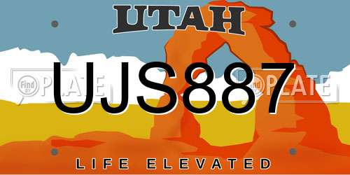 UJS887 Utah License Plate