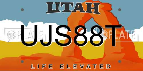 UJS88T Utah License Plate