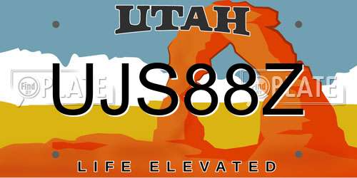 UJS88Z Utah License Plate