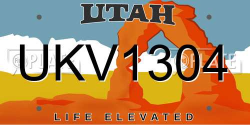 UKV1304 Utah License Plate