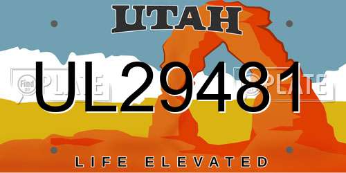 UL29481 Utah License Plate