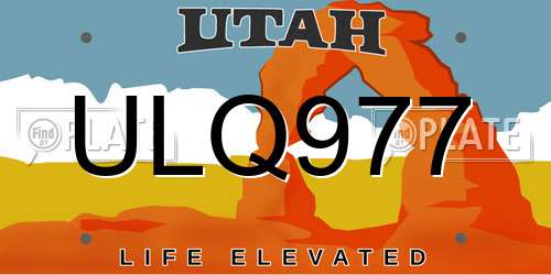 ULQ977 Utah License Plate