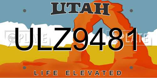 ULZ9481 Utah License Plate