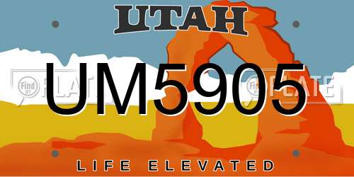 UM5905 Utah License Plate