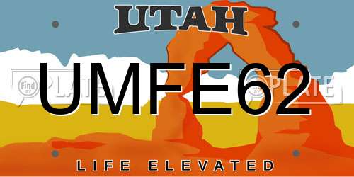 UMFE62 Utah License Plate
