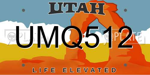 UMQ512 Utah License Plate