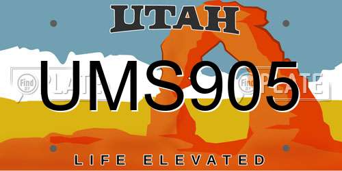 UMS905 Utah License Plate