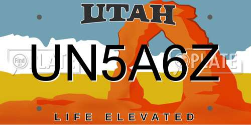 UN5A6Z Utah License Plate