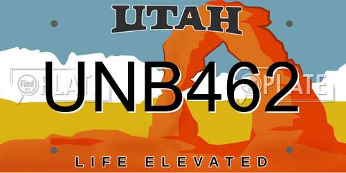 UNB462 Utah License Plate
