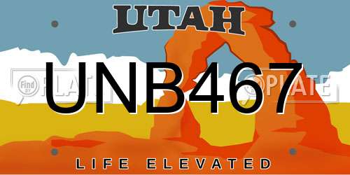 UNB467 Utah License Plate