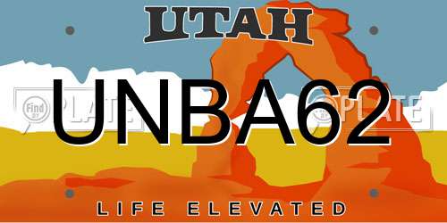 UNBA62 Utah License Plate